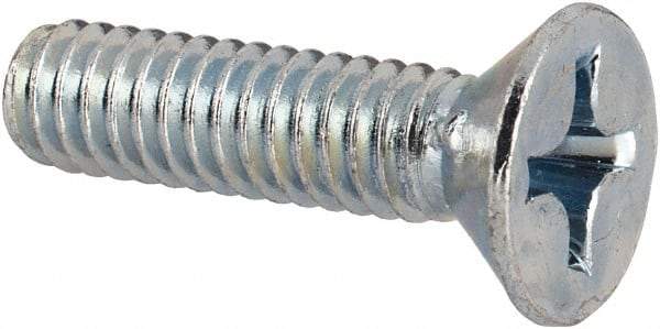 Value Collection - #12-24 UNC, 7/8" OAL Phillips Drive Machine Screw - Flat Head, Grade J82 Steel, Zinc-Plated Finish, Without Washer - Benchmark Tooling