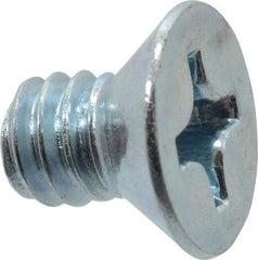 Value Collection - 1/4-20 UNC, 3/8" OAL Phillips Drive Machine Screw - Flat Head, Grade 2 Steel, Zinc-Plated Finish, Without Washer - Benchmark Tooling