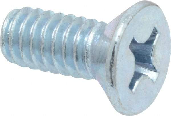 Value Collection - 1/4-20 UNC, 5/8" OAL Phillips Drive Machine Screw - Flat Head, Grade 2 Steel, Zinc-Plated Finish, Without Washer - Benchmark Tooling