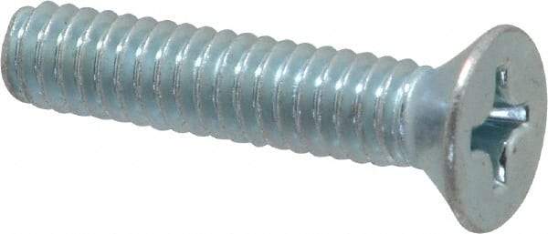 Value Collection - 1/4-20 UNC, 1-1/4" OAL Phillips Drive Machine Screw - Flat Head, Grade 2 Steel, Zinc-Plated Finish, Without Washer - Benchmark Tooling