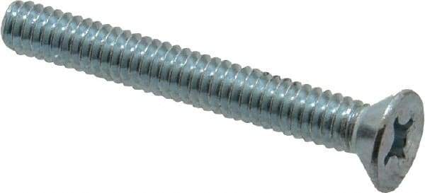 Value Collection - 1/4-20 UNC, 2" OAL Phillips Drive Machine Screw - Flat Head, Grade 2 Steel, Zinc-Plated Finish, Without Washer - Benchmark Tooling