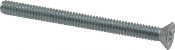Value Collection - 1/4-20 UNC, 3" OAL Phillips Drive Machine Screw - Flat Head, Grade 2 Steel, Zinc-Plated Finish, Without Washer - Benchmark Tooling