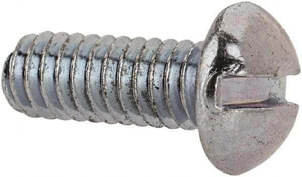 Value Collection - #8-32 UNC, 7/16" Length Under Head Slotted Drive Machine Screw - Round Head, Grade J82 Steel, Zinc-Plated Finish, Without Washer - Benchmark Tooling