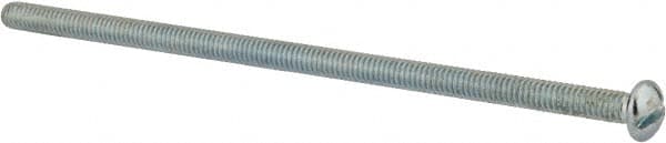 Value Collection - #8-32 UNC, 4" Length Under Head Slotted Drive Machine Screw - Round Head, Grade 2 Alloy Steel, Zinc-Plated Finish, Without Washer - Benchmark Tooling