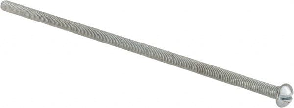 Value Collection - #10-32 UNF, 6" Length Under Head Slotted Drive Machine Screw - Round Head, Grade J82 Steel, Zinc-Plated Finish, Without Washer - Benchmark Tooling