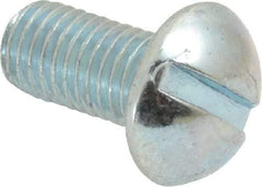 Value Collection - 1/4-28 UNF, 1/2" Length Under Head Slotted Drive Machine Screw - Round Head, Grade J82 Steel, Zinc-Plated Finish, Without Washer - Benchmark Tooling