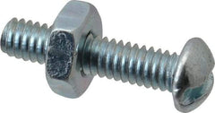 Value Collection - #8-32 UNC, 3/4" Length Under Head Slotted Drive Machine Screw - Round Head, Grade 2 Steel, Zinc-Plated Finish, Without Washer - Benchmark Tooling