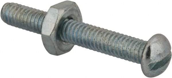Value Collection - #8-32 UNC, 1-1/4" Length Under Head Slotted Drive Machine Screw - Round Head, Grade 2 Steel, Zinc-Plated Finish, Without Washer - Benchmark Tooling