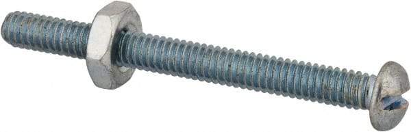 Value Collection - #8-32 UNC, 1-3/4" Length Under Head Slotted Drive Machine Screw - Round Head, Grade J82 Steel, Zinc-Plated Finish, Without Washer - Benchmark Tooling