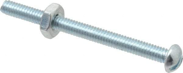 Value Collection - #8-32 UNC, 2" Length Under Head Slotted Drive Machine Screw - Round Head, Grade 2 Steel, Zinc-Plated Finish, Without Washer - Benchmark Tooling