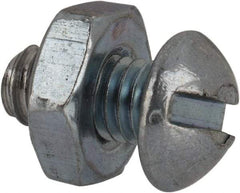 Value Collection - #10-24 UNC, 3/8" Length Under Head Slotted Drive Machine Screw - Round Head, Grade 2 Steel, Zinc-Plated Finish, Without Washer - Benchmark Tooling