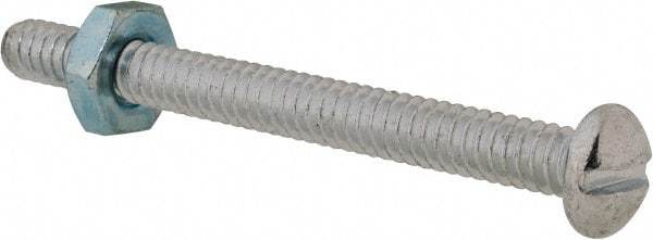 Value Collection - #10-24 UNC, 2" Length Under Head Slotted Drive Machine Screw - Round Head, Grade 2 Steel, Zinc-Plated Finish, Without Washer - Benchmark Tooling