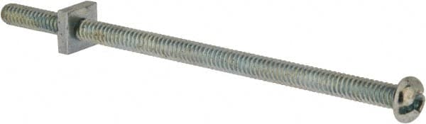 Value Collection - #10-24 UNC, 4" Length Under Head Slotted Drive Machine Screw - Round Head, Grade 2 Steel, Zinc-Plated Finish, Without Washer - Benchmark Tooling