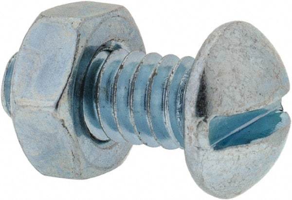 Value Collection - 1/4-20 UNC, 5/8" Length Under Head Slotted Drive Machine Screw - Round Head, Grade 2 Steel, Zinc-Plated Finish, Without Washer - Benchmark Tooling