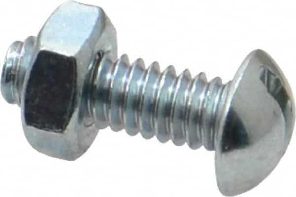 Value Collection - 1/4-20 UNC, 3/4" Length Under Head Slotted Drive Machine Screw - Round Head, Grade 2 Steel, Zinc-Plated Finish, Without Washer - Benchmark Tooling