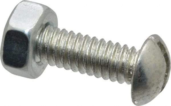 Value Collection - 1/4-20 UNC, 7/8" Length Under Head Slotted Drive Machine Screw - Round Head, Grade J82 Steel, Zinc-Plated Finish, Without Washer - Benchmark Tooling