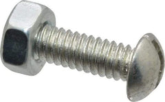 Value Collection - 1/4-20 UNC, 7/8" Length Under Head Slotted Drive Machine Screw - Round Head, Grade J82 Steel, Zinc-Plated Finish, Without Washer - Benchmark Tooling