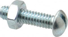Value Collection - 1/4-20 UNC, 1" Length Under Head Slotted Drive Machine Screw - Round Head, Grade 2 Steel, Zinc-Plated Finish, Without Washer - Benchmark Tooling