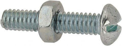 Value Collection - 1/4-20 UNC, 1-1/4" Length Under Head Slotted Drive Machine Screw - Round Head, Grade 2 Steel, Zinc-Plated Finish, Without Washer - Benchmark Tooling