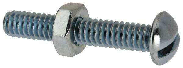 Value Collection - 1/4-20 UNC, 1-1/2" Length Under Head Slotted Drive Machine Screw - Round Head, Grade J82 Steel, Zinc-Plated Finish, Without Washer - Benchmark Tooling