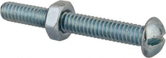 Value Collection - 1/4-20 UNC, 2" Length Under Head Slotted Drive Machine Screw - Round Head, Grade 2 Steel, Zinc-Plated Finish, Without Washer - Benchmark Tooling
