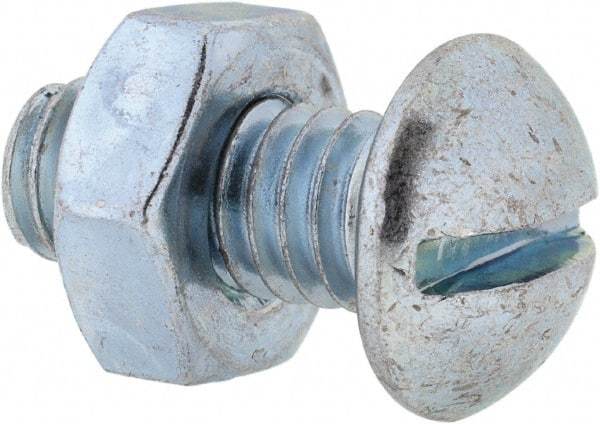 Value Collection - 5/16-18 UNC, 3/4" Length Under Head Slotted Drive Machine Screw - Round Head, Grade 2 Steel, Zinc-Plated Finish, Without Washer - Benchmark Tooling