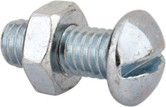 Value Collection - 3/8-16 UNC, 1" Length Under Head Slotted Drive Machine Screw - Round Head, Grade 2 Steel, Zinc-Plated Finish, Without Washer - Benchmark Tooling