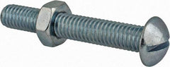 Value Collection - 3/8-16 UNC, 2-1/2" Length Under Head Slotted Drive Machine Screw - Round Head, Grade 2 Steel, Zinc-Plated Finish, Without Washer - Benchmark Tooling