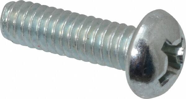Value Collection - #12-24 UNC, 3/4" Length Under Head Phillips Drive Machine Screw - Round Head, Grade J82 Steel, Zinc-Plated Finish, Without Washer - Benchmark Tooling