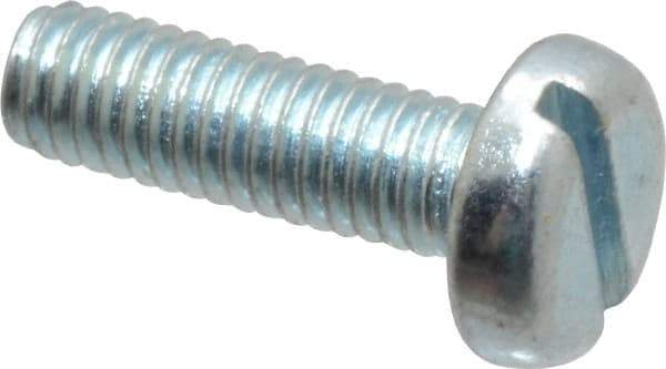 Value Collection - M3x0.50, 10mm Length Under Head Slotted Drive Machine Screw - Pan Head, Grade 4.8 Steel, Zinc-Plated Finish, Without Washer - Benchmark Tooling