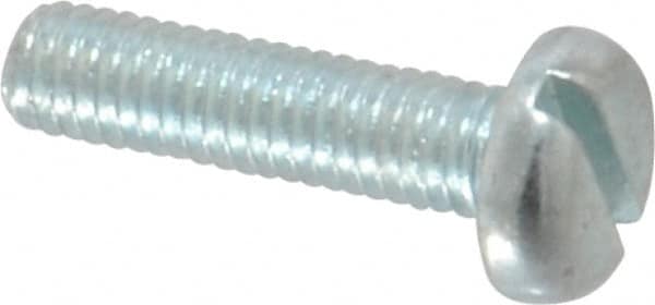Value Collection - M3x0.50, 12mm Length Under Head Slotted Drive Machine Screw - Pan Head, Grade 4.8 Steel, Zinc-Plated Finish, Without Washer - Benchmark Tooling