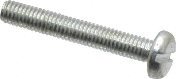 Value Collection - M3x0.50, 20mm Length Under Head Slotted Drive Machine Screw - Pan Head, Grade 4.8 Steel, Zinc-Plated Finish, Without Washer - Benchmark Tooling