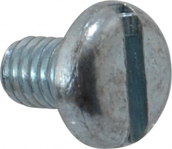 Value Collection - M4x0.70, 6mm Length Under Head Slotted Drive Machine Screw - Pan Head, Grade 4.8 Steel, Zinc-Plated Finish, Without Washer - Benchmark Tooling