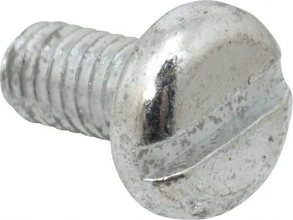Value Collection - M4x0.70, 8mm Length Under Head Slotted Drive Machine Screw - Pan Head, Grade 4.8 Steel, Zinc-Plated Finish, Without Washer - Benchmark Tooling