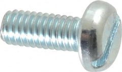 Value Collection - M4x0.70, 10mm Length Under Head Slotted Drive Machine Screw - Pan Head, Grade 4.8 Steel, Zinc-Plated Finish, Without Washer - Benchmark Tooling
