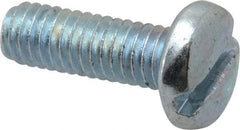 Value Collection - M4x0.70, 12mm Length Under Head Slotted Drive Machine Screw - Pan Head, Grade 4.8 Steel, Zinc-Plated Finish, Without Washer - Benchmark Tooling