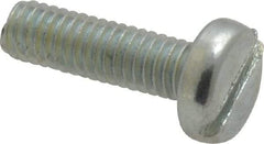 Value Collection - M4x0.70, 14mm Length Under Head Slotted Drive Machine Screw - Pan Head, Grade 4.8 Steel, Zinc-Plated Finish, Without Washer - Benchmark Tooling