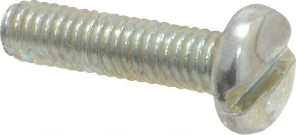 Value Collection - M4x0.70, 16mm Length Under Head Slotted Drive Machine Screw - Pan Head, Grade 4.8 Steel, Zinc-Plated Finish, Without Washer - Benchmark Tooling