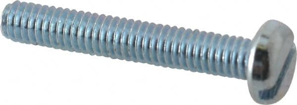 Value Collection - M4x0.70, 25mm Length Under Head Slotted Drive Machine Screw - Pan Head, Grade 4.8 Steel, Zinc-Plated Finish, Without Washer - Benchmark Tooling