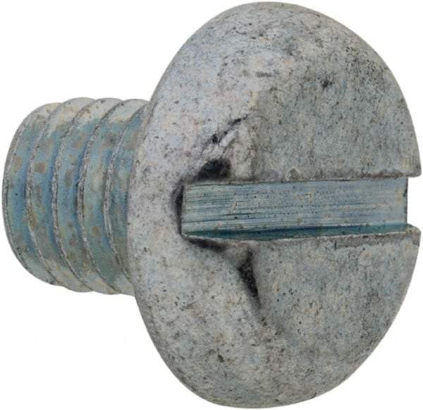Value Collection - M5x0.80, 6mm Length Under Head Slotted Drive Machine Screw - Pan Head, Grade 4.8 Steel, Zinc-Plated Finish, Without Washer - Benchmark Tooling