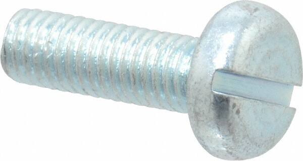 Value Collection - M5x0.80, 16mm Length Under Head Slotted Drive Machine Screw - Pan Head, Grade 4.8 Steel, Zinc-Plated Finish, Without Washer - Benchmark Tooling