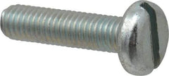 Value Collection - M5x0.80, 20mm Length Under Head Slotted Drive Machine Screw - Pan Head, Grade 4.8 Steel, Zinc-Plated Finish, Without Washer - Benchmark Tooling