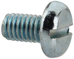 Value Collection - M6x1.00, 10mm Length Under Head Slotted Drive Machine Screw - Pan Head, Grade 4.8 Steel, Zinc-Plated Finish, Without Washer - Benchmark Tooling