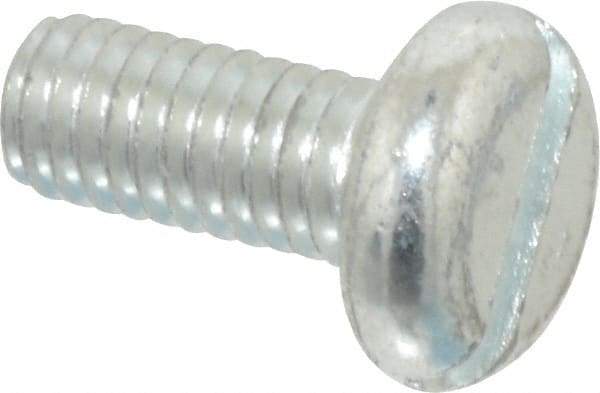 Value Collection - M6x1.00, 14mm Length Under Head Slotted Drive Machine Screw - Pan Head, Grade 4.8 Steel, Zinc-Plated Finish, Without Washer - Benchmark Tooling