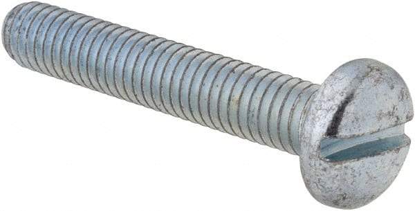 Value Collection - M6x1.00, 35mm Length Under Head Slotted Drive Machine Screw - Pan Head, Grade 4.8 Steel, Zinc-Plated Finish, Without Washer - Benchmark Tooling