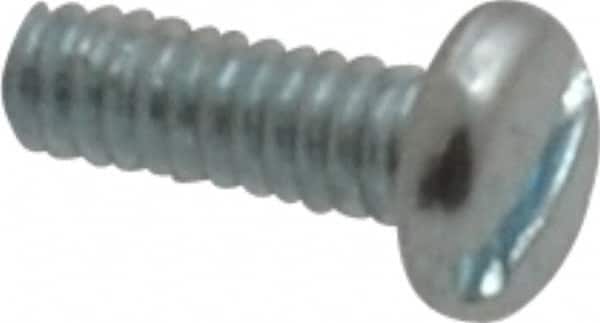 Value Collection - #2-56 UNC, 1/4" Length Under Head Slotted Drive Machine Screw - Pan Head, Grade J82 Steel, Zinc-Plated Finish, Without Washer - Benchmark Tooling