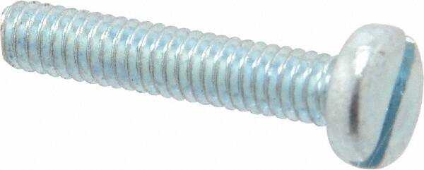 Value Collection - #8-32 UNC, 7/8" Length Under Head Slotted Drive Machine Screw - Pan Head, Grade J82 Steel, Zinc-Plated Finish, Without Washer - Benchmark Tooling