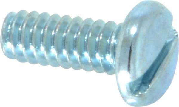 Value Collection - #10-24 UNC, 1/2" Length Under Head Slotted Drive Machine Screw - Pan Head, Grade J82 Steel, Zinc-Plated Finish, Without Washer - Benchmark Tooling