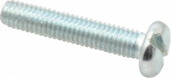 Value Collection - #10-32 UNF, 1" Length Under Head Slotted Drive Machine Screw - Pan Head, Grade J82 Steel, Zinc-Plated Finish, Without Washer - Benchmark Tooling