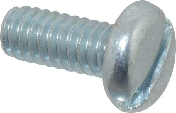 Value Collection - 1/4-20 UNC, 5/8" Length Under Head Slotted Drive Machine Screw - Pan Head, Grade J82 Steel, Zinc-Plated Finish, Without Washer - Benchmark Tooling